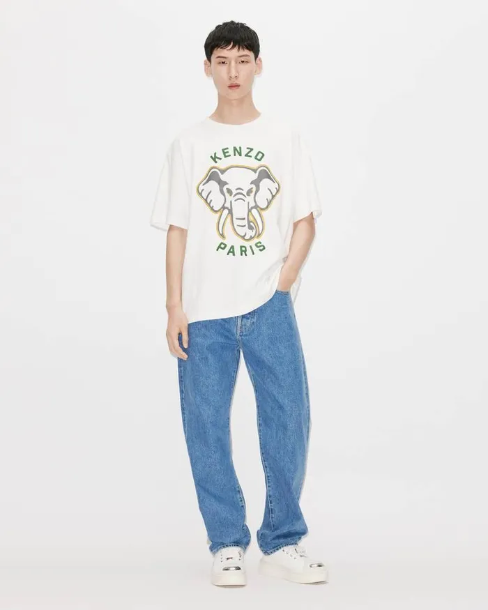 Kenzo TShirts And Polos Men Elephant 039Varsity Jungle039 Oversize Tshirt Off White