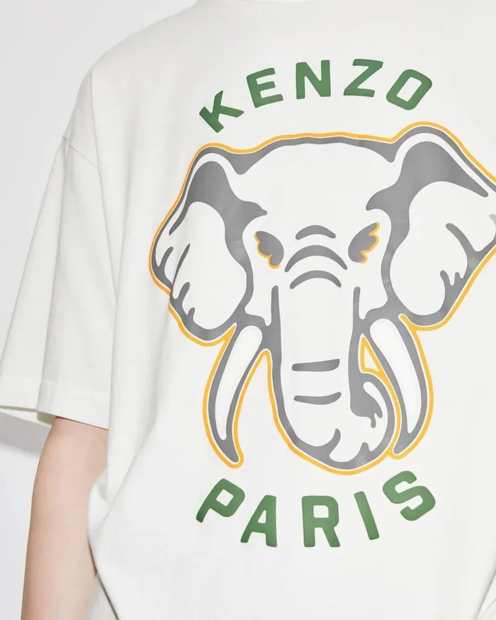 Kenzo TShirts And Polos Men Elephant 039Varsity Jungle039 Oversize Tshirt Off White