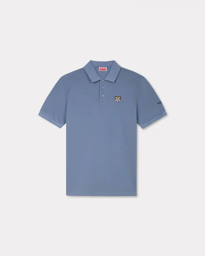 Kenzo TShirts And Polos Men Lucky Tiger039 Embroidered Polo In Organic Cotton Blue