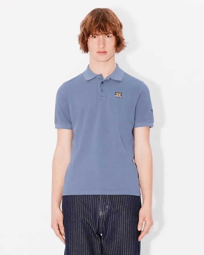 Kenzo TShirts And Polos Men Lucky Tiger039 Embroidered Polo In Organic Cotton Blue