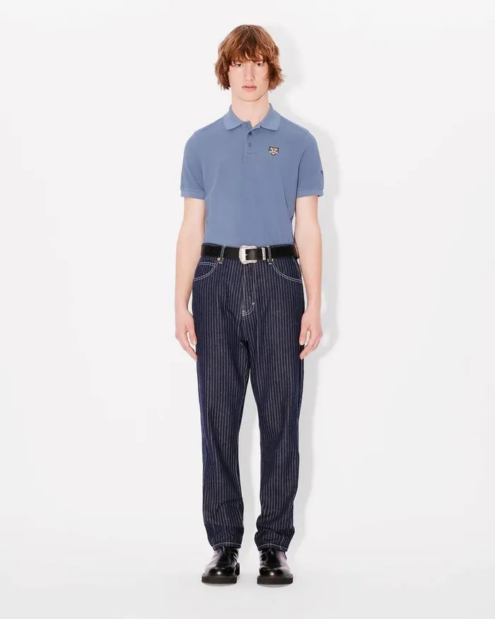 Kenzo TShirts And Polos Men Lucky Tiger039 Embroidered Polo In Organic Cotton Blue