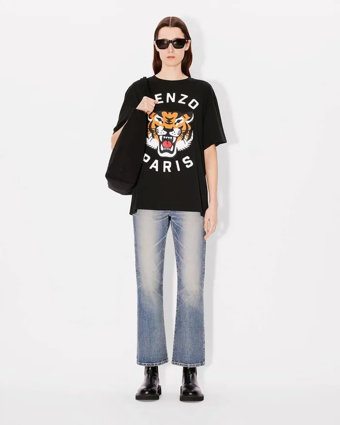 Kenzo TShirts And Polos Men Lucky Tiger039 Oversized Genderless Tshirt Black