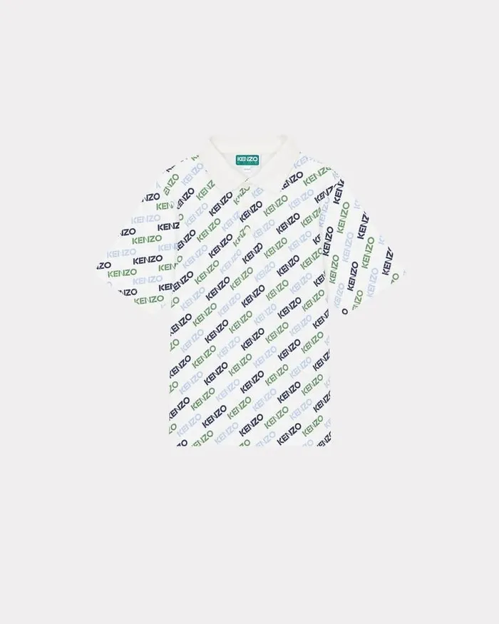Kenzo TShirts And Sweatshirts Kids Campus039 Shortsleeved Polo Shirt In Cotton Off White