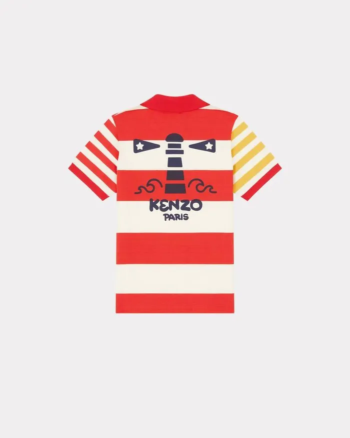 Kenzo TShirts And Sweatshirts Kids Sailor039 Striped Cotton Polo Shirt White