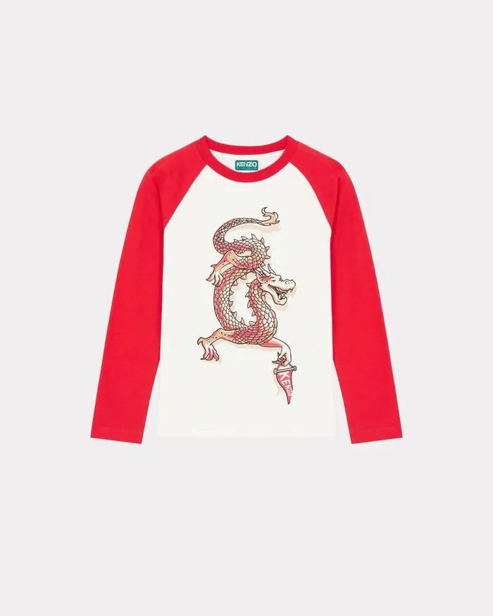 Kenzo TShirts And Sweatshirts Kids Year Of The Dragon039 Cotton Tshirt Cream