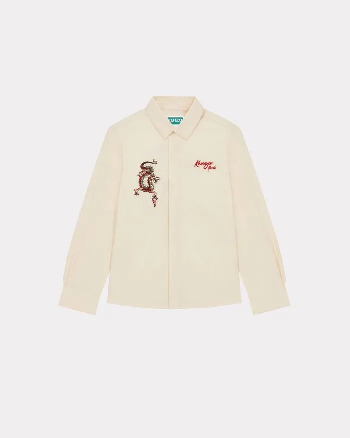 Kenzo TShirts And Sweatshirts Kids Year Of The Dragon039 Embroidered Cotton Shirt Cream