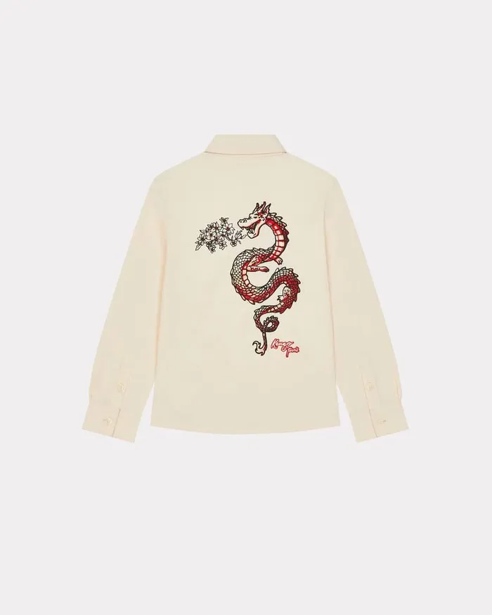 Kenzo TShirts And Sweatshirts Kids Year Of The Dragon039 Embroidered Cotton Shirt Cream