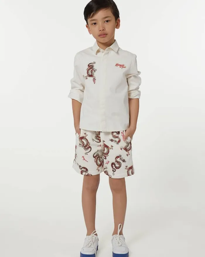 Kenzo TShirts And Sweatshirts Kids Year Of The Dragon039 Embroidered Cotton Shirt Cream