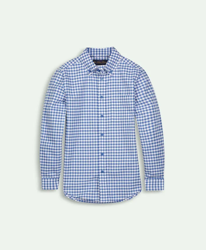 Kids Boys Cotton Oxford Gingham Sport Shirt Blue Brooks Brothers Shirts
