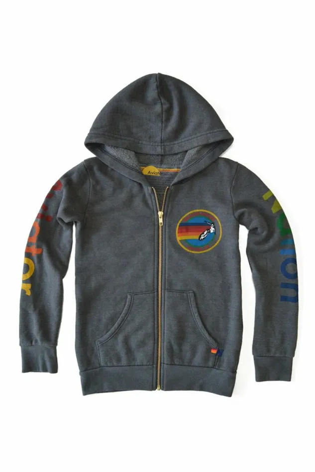 Kids KID039S AVIATOR NATION MANHATTAN BEACH ZIP HOODIE 8211 VINTAGE CHARCOAL Aviator Nation