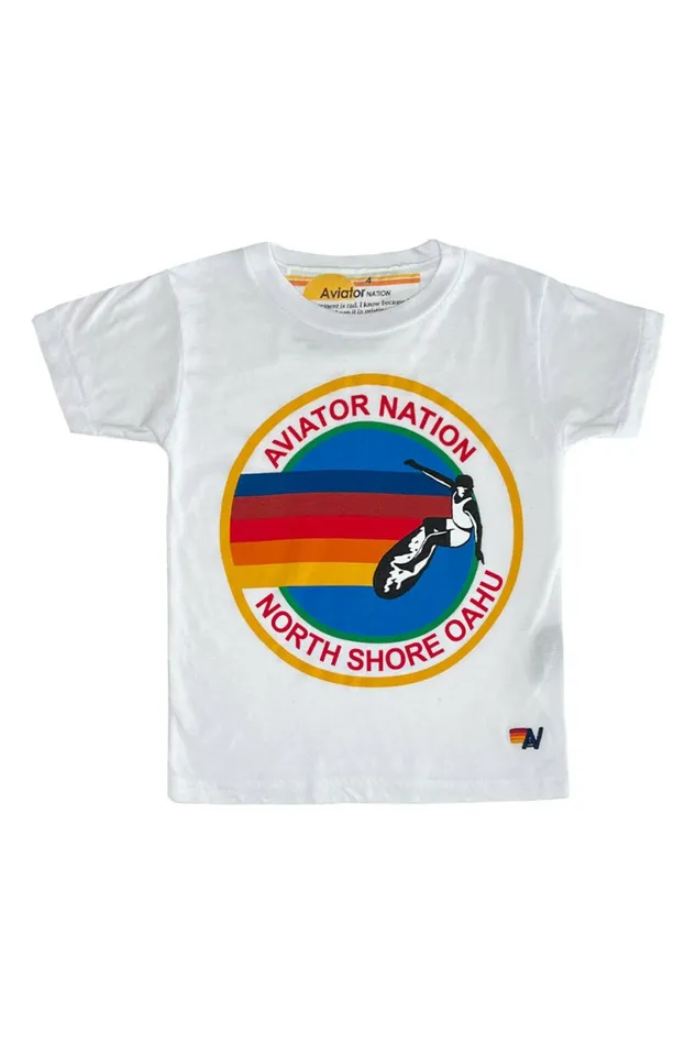 Kids KID039S AVIATOR NATION NORTH SHORE TEE 8211 WHITE Aviator Nation