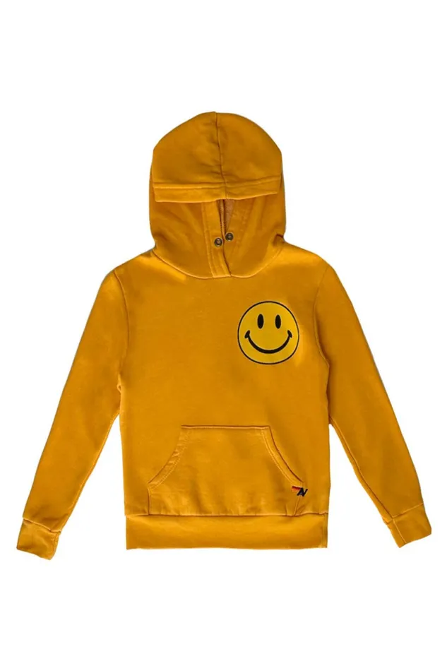 Kids KID039S SMILEY 2 PULLOVER HOODIE 8211 GOLD Aviator Nation