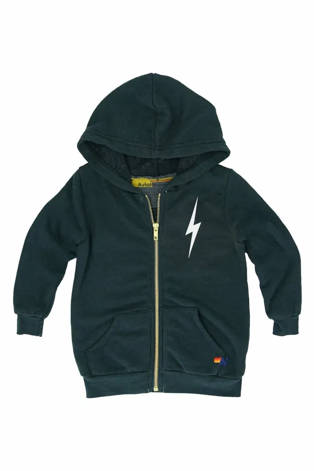 Kids KIDS BOLT PRINT ZIP HOODIE 8211 CHARCOAL WHITE Aviator Nation