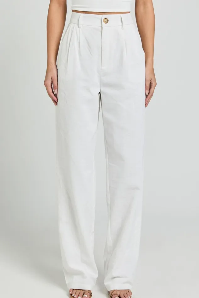 Kiraye Pants 8211 Linen Look High Waist Tailored Pants In Off White Women Showpo Pants