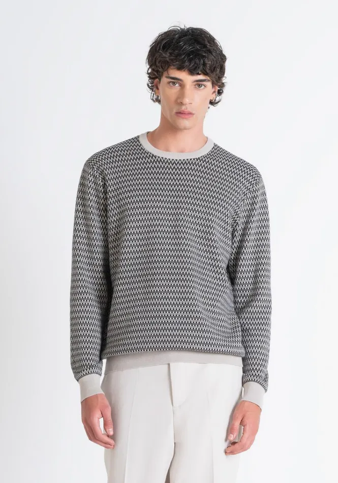 Knitwear Men Antony Morato Regular Fit CrewNeck Sweater In Cotton With Striped Pattern Paper