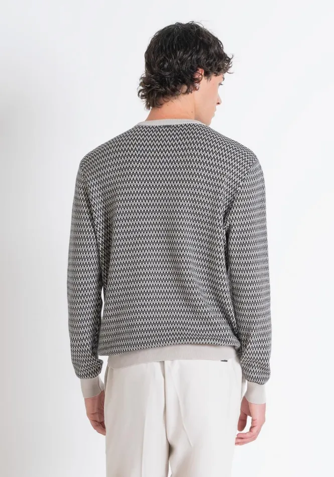 Knitwear Men Antony Morato Regular Fit CrewNeck Sweater In Cotton With Striped Pattern Paper