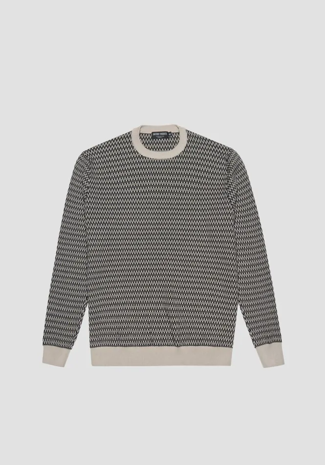 Knitwear Men Antony Morato Regular Fit CrewNeck Sweater In Cotton With Striped Pattern Paper