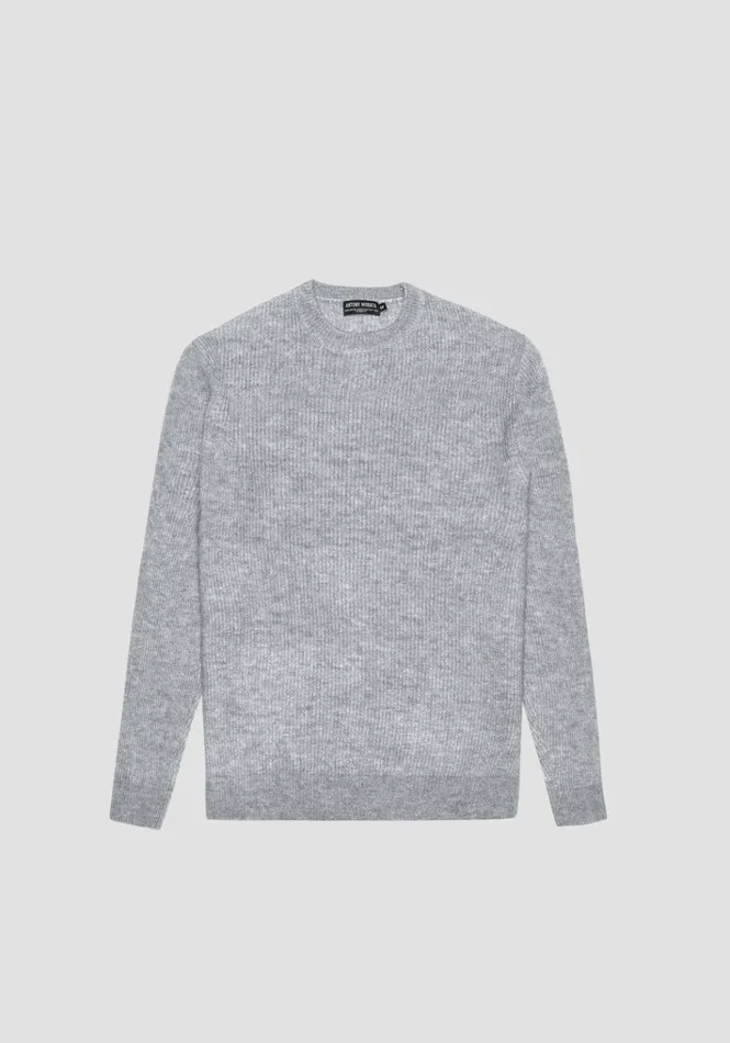 Knitwear Men Antony Morato Regular Fit MelangeEffect Wool Blend Jumper Grey Melange