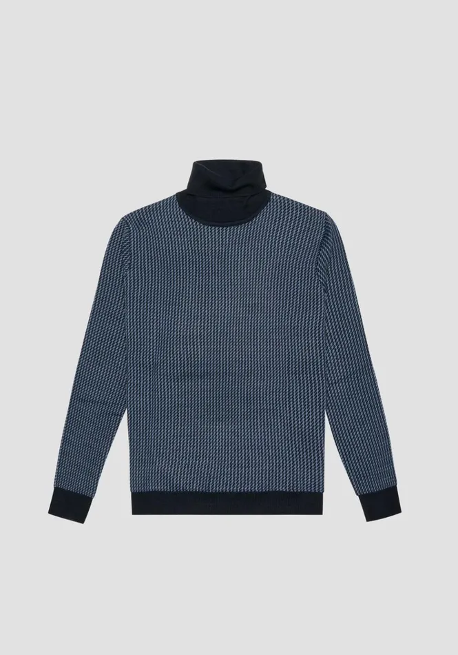 Knitwear Men Antony Morato Regular Fit Sweater In Wool Blend Yarn With Jacquard Pattern Powder