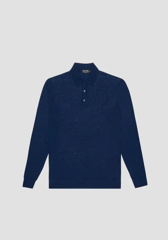 Knitwear Men Antony Morato Regular Fit Sweater With Collar In Wool Blend Blue Navy