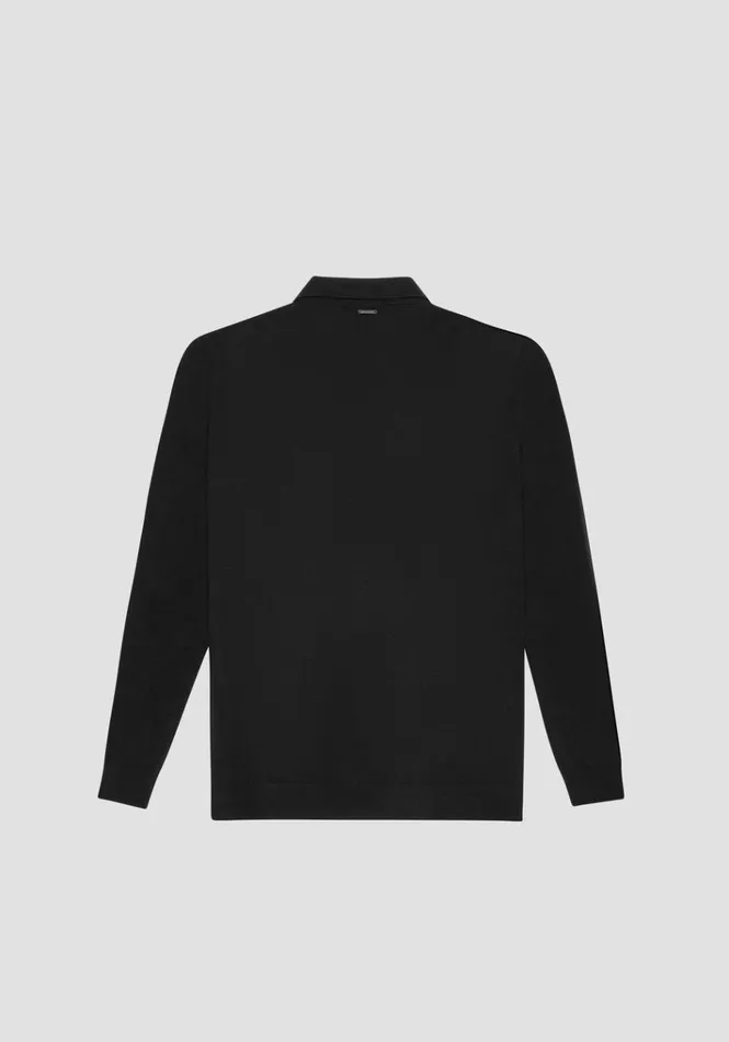 Knitwear Men Antony Morato Slim Fit Collar Black Sweater In Elastic Viscose Black