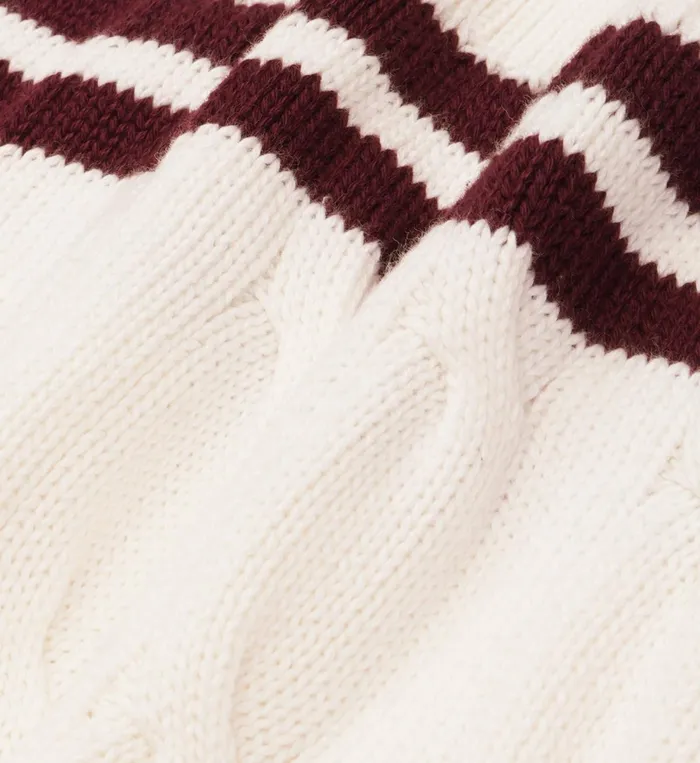 Knitwear Women Sporty and Rich SRC Cableknit VNeck Sweater 8211 Off WhiteMerlot