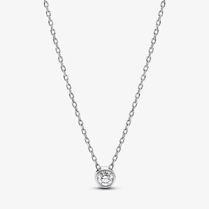 LabGrown Diamond Necklaces Women Pandora Online Era Bezel Sterling Silver Labgrown Diamond Pendant Necklace Sterling Silver