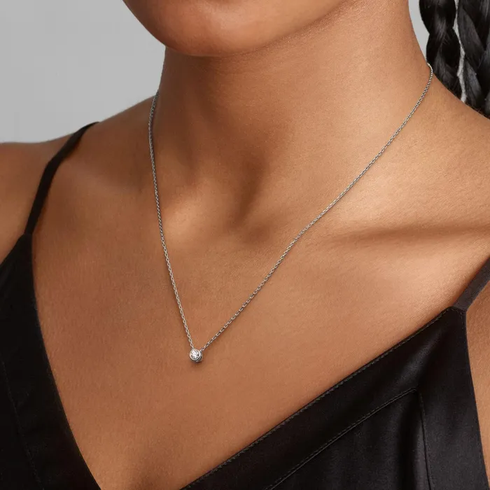 LabGrown Diamond Necklaces Women Pandora Online Era Bezel Sterling Silver Labgrown Diamond Pendant Necklace Sterling Silver