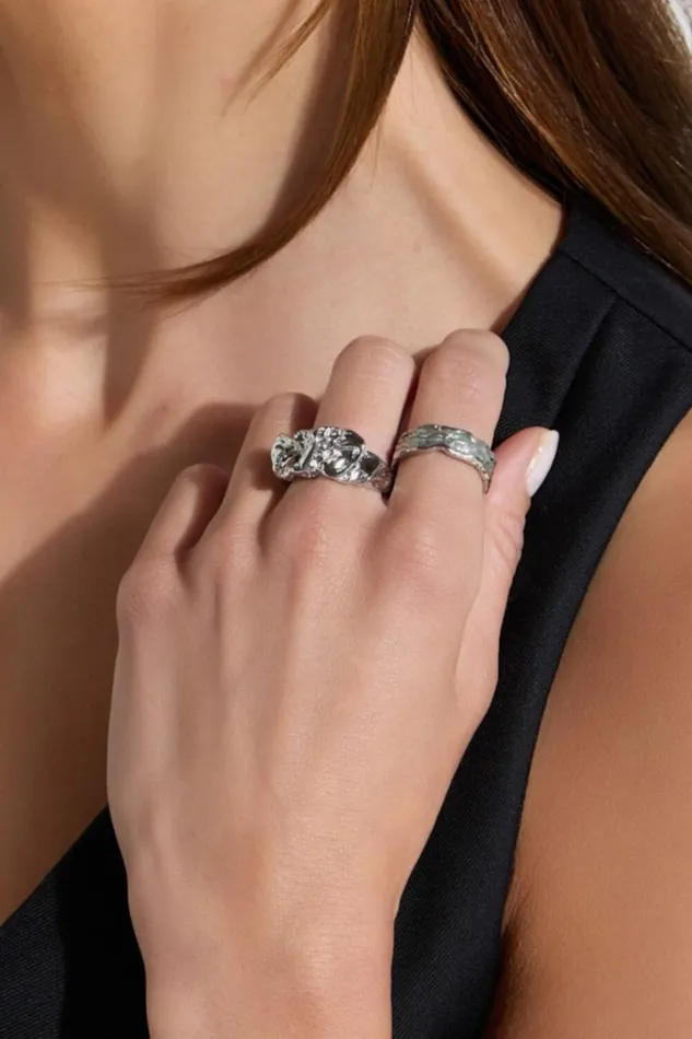 Lara 2 Ring Pack 8211 Textured Ring Set In Silver Women Showpo Rings