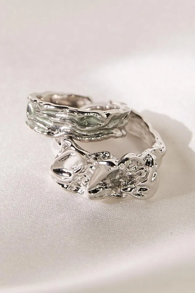 Lara 2 Ring Pack 8211 Textured Ring Set In Silver Women Showpo Rings