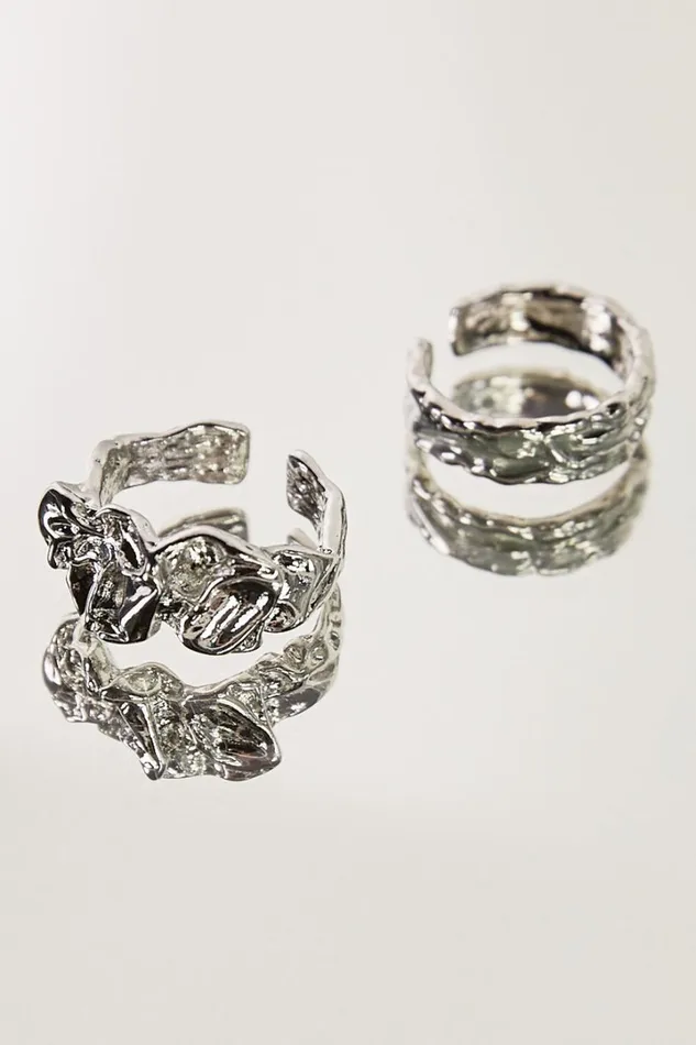 Lara 2 Ring Pack 8211 Textured Ring Set In Silver Women Showpo Rings