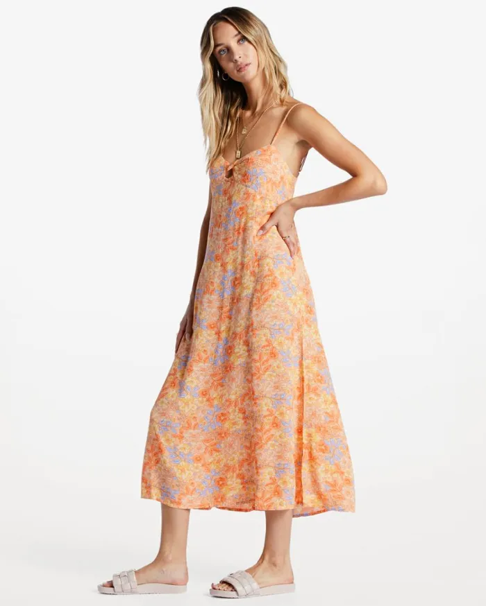 Last Sunset Midi Dress Light Melon Women Billabong Midi Dresses
