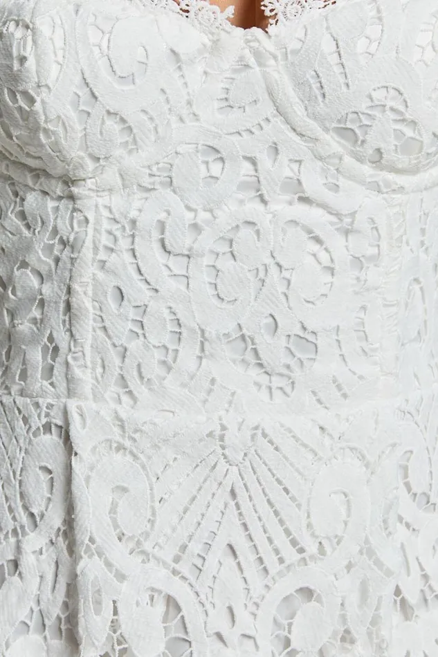 Leanne Midi Dress 8211 Tie Shoulder Corset Lace Dress In White Women Showpo Dresses