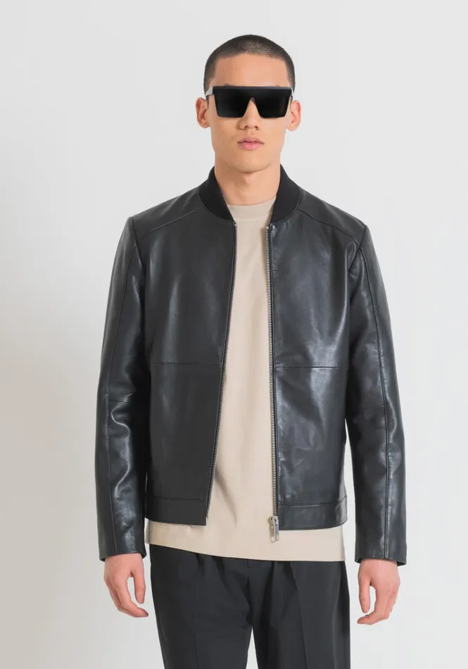 Leather Coats Men Antony Morato Slim Fit Jacket In Genuine Leather Black