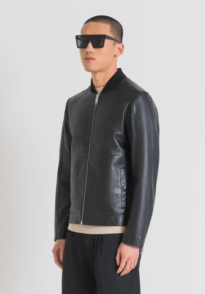 Leather Coats Men Antony Morato Slim Fit Jacket In Genuine Leather Black