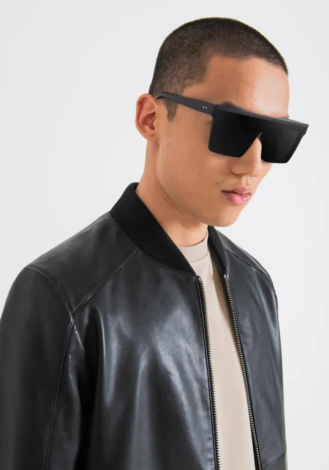Leather Coats Men Antony Morato Slim Fit Jacket In Genuine Leather Black