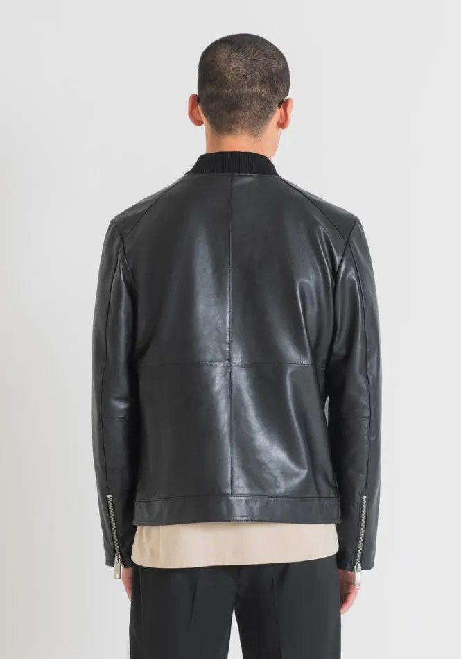 Leather Coats Men Antony Morato Slim Fit Jacket In Genuine Leather Black