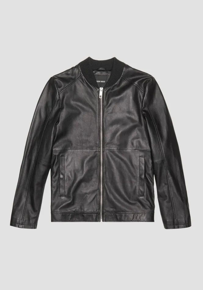 Leather Coats Men Antony Morato Slim Fit Jacket In Genuine Leather Black