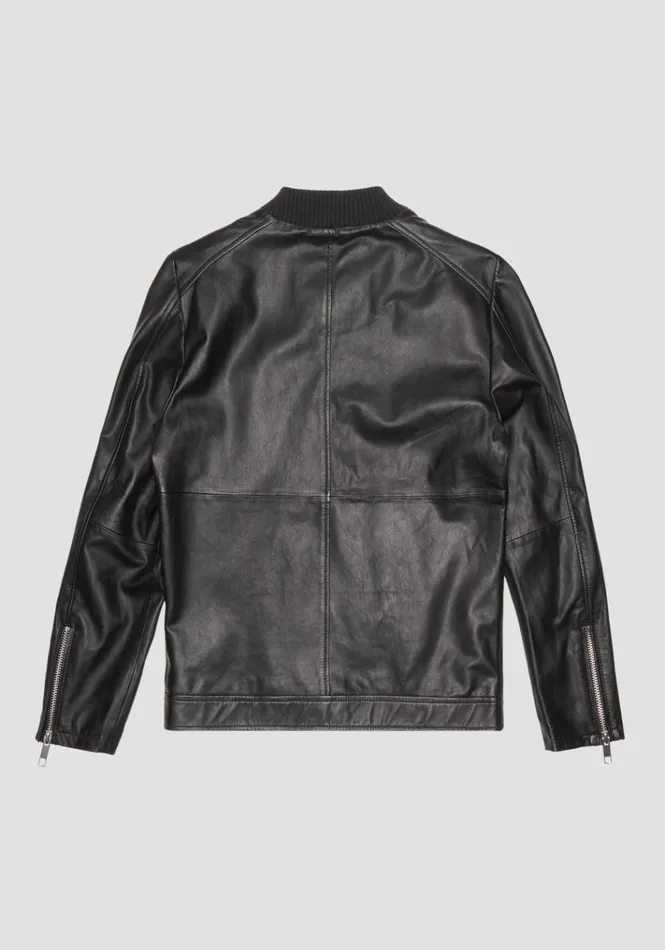 Leather Coats Men Antony Morato Slim Fit Jacket In Genuine Leather Black