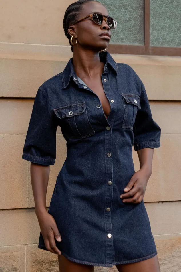 Leilani Mini Dress 8211 Denim Short Sleeve Button Up Dress In Indigo Denim Women Showpo Denim Leilani Mini Dress 8211 Denim Short Sleeve Button Up Dress In Indigo Denim Women Showpo Denim