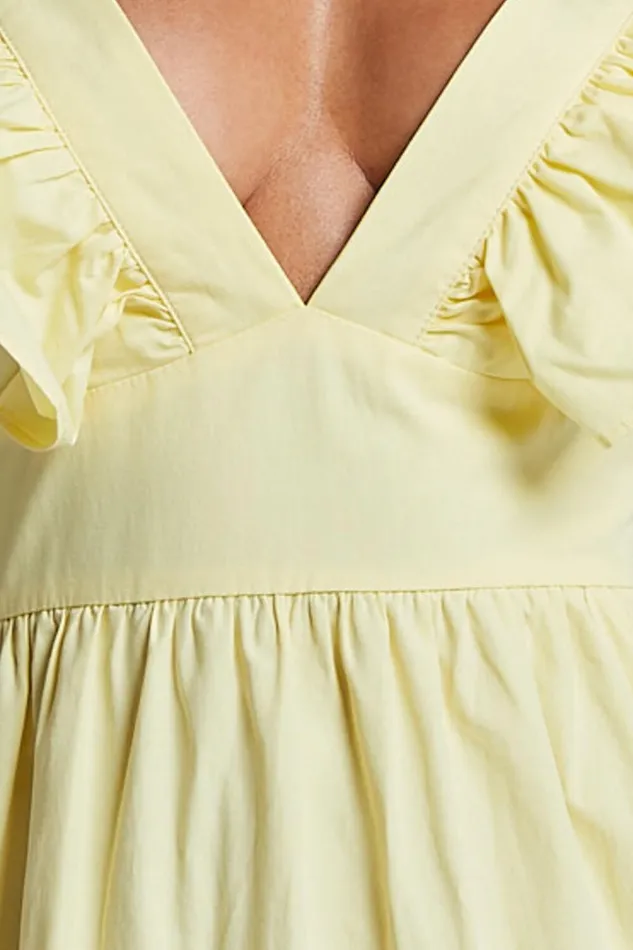 Levona Midi Dress 8211 Ruffle Shoulder Tiered Dress In Lemon Women Showpo Curve Clothes