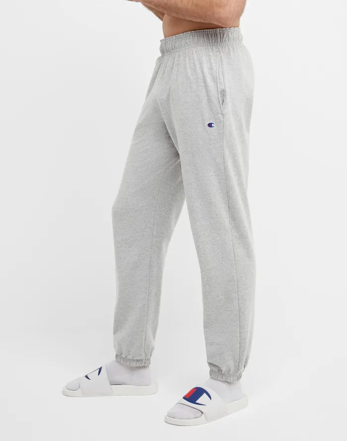 Lightweight Lounge Pants Cinched Hem C Logo 315034 Oxford Grey Men Champion Pants and Joggers