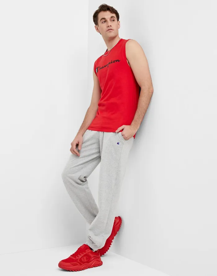 Lightweight Lounge Pants Cinched Hem C Logo 315034 Oxford Grey Men Champion Pants and Joggers