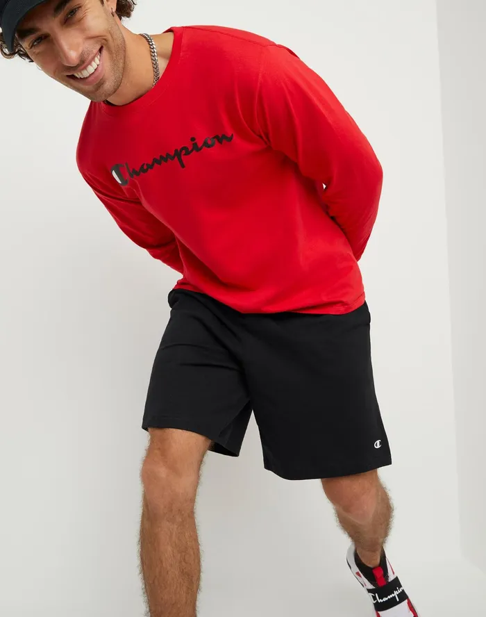 Lightweight Lounge Shorts C Patch Logo 9034 Black Men Champion Shorts