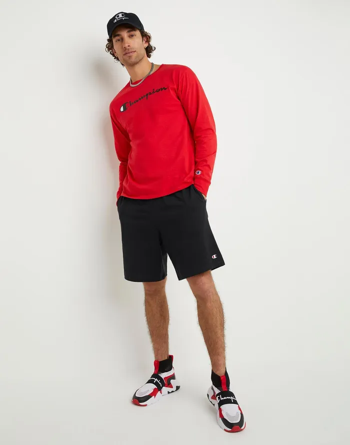 Lightweight Lounge Shorts C Patch Logo 9034 Black Men Champion Shorts