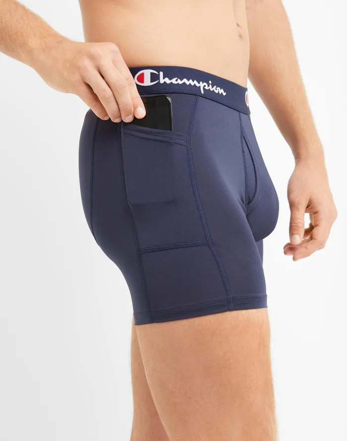 Lightweight Stretch Men039S Boxer Briefs With Pocket Pack MoistureWicking AntiOdor 3Pack Assorted Men Champion Underwear