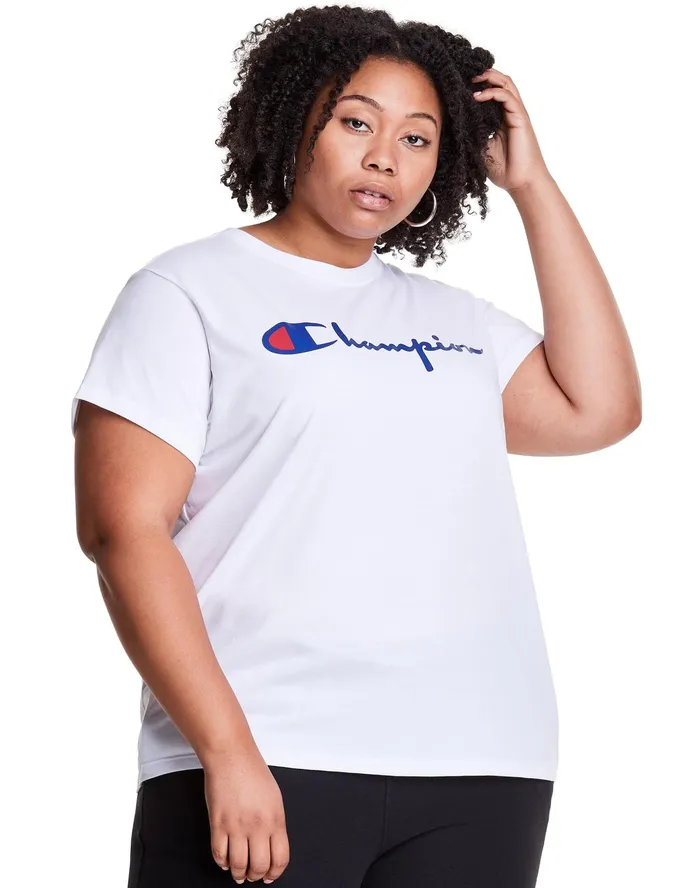 Lightweight TShirt Script Logo Plus Size White Women Champion TShirts and Tops