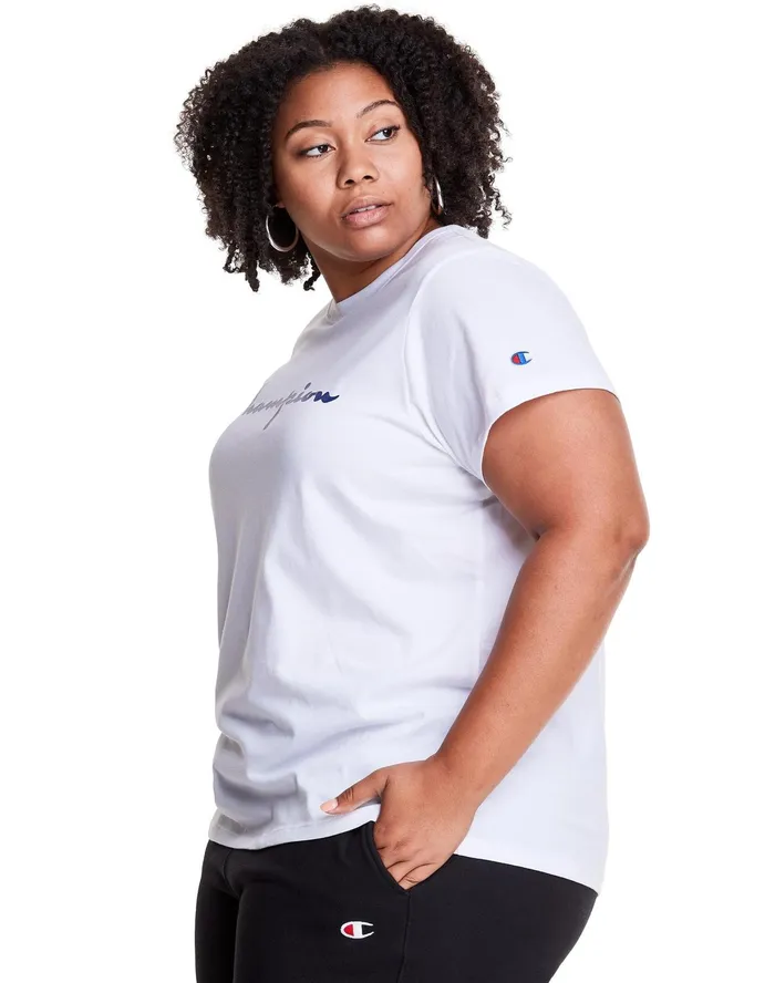 Lightweight TShirt Script Logo Plus Size White Women Champion TShirts and Tops