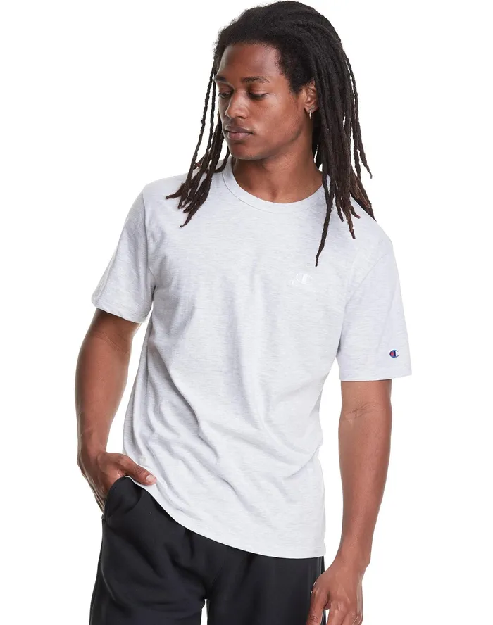 Lightweight Tee C Logo Applique Bleached Stone Cream Heather Men Champion TShirts and Tops