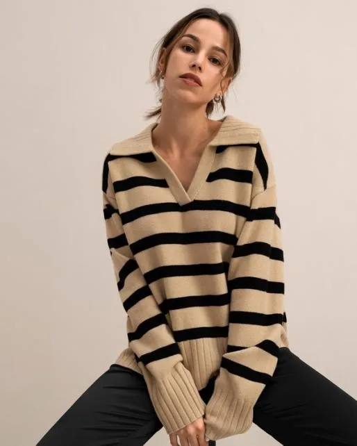Lilysilk 100 Cashmere Striped Sweater For Women Gilly Stripe Sweater Women Knitwear